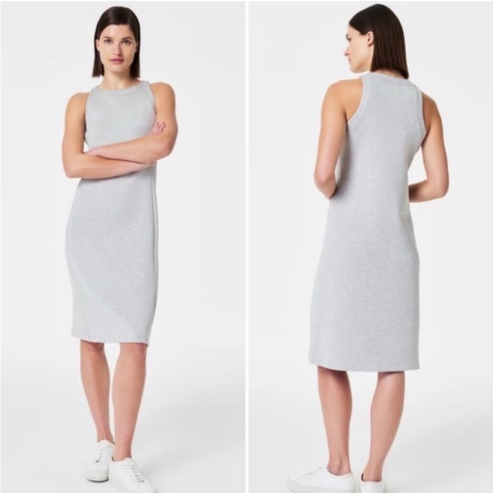 SPANX Air Essentials Tank Midi Dress in Light Grey Heather Sz XS